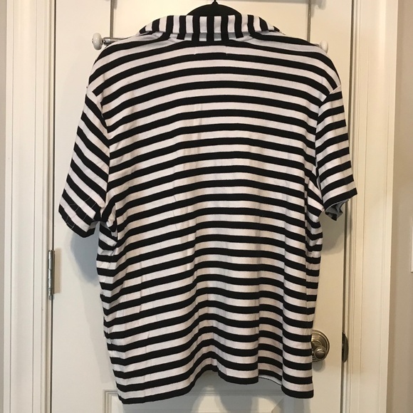 Sag harbor woman blue & white striped collared 💯% cotton short sleeve top (2X) - Picture 5 of 12